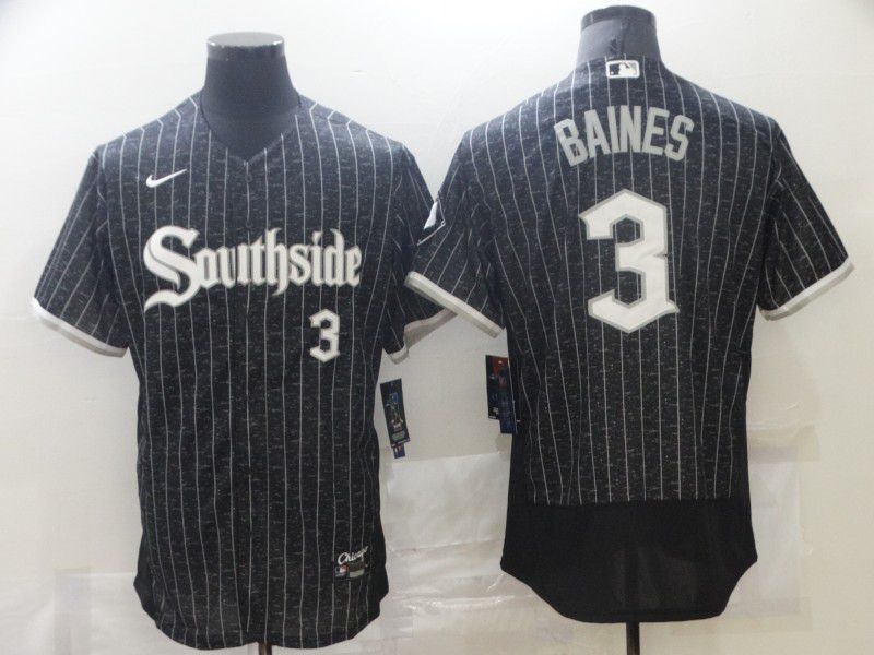 Men Chicago White Sox 3 Baines City Edition Black Elite Nike 2021 MLB Jersey